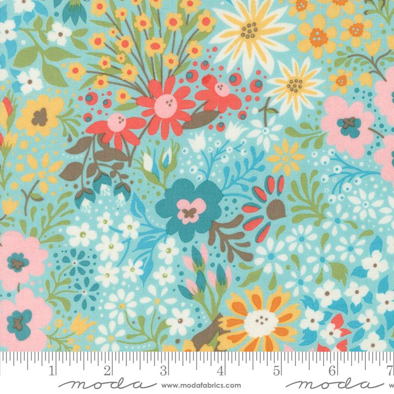 Moda Sunday Brunch Dutch Baby Florals Mint Tea Fabric