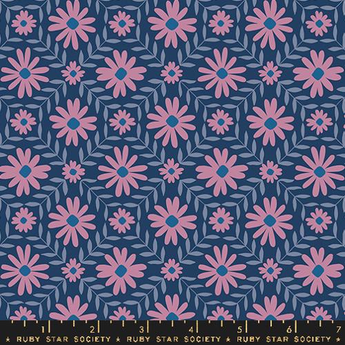 Ruby Star Society Endpaper Vintage Florals Bluebell Fabric