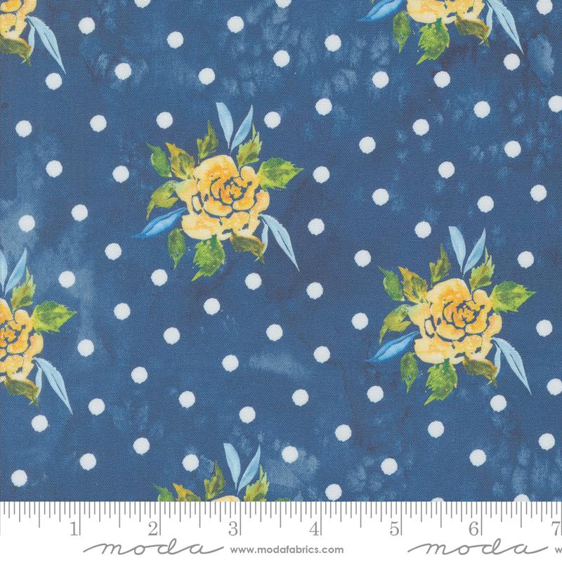 Moda Sunshine And Blue Skies Rosy Dots Lake Fabric