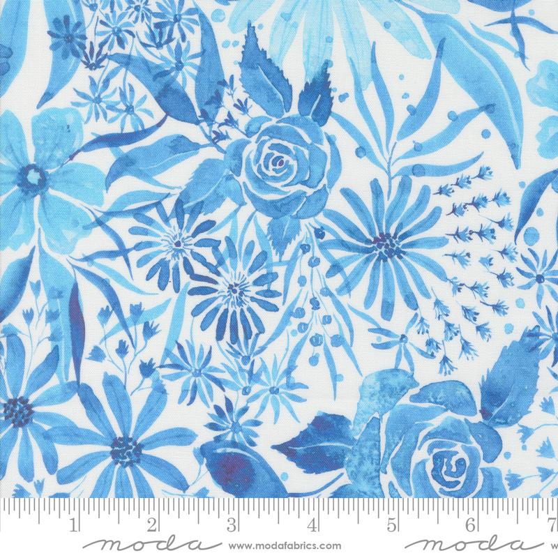 Moda Sunshine And Blue Skies True Blue Florals Water Fabric