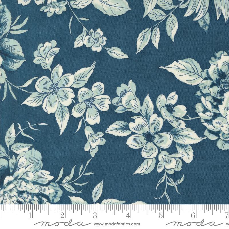 Moda Sandalwood Floral Indigo Wide Back Fabric