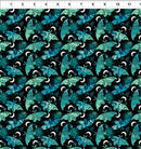 In The Beginning La Luna Moths And Moons Teal Fabric