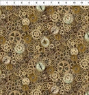 In The Beginning Steampunk Menagerie Gears And Clocks Gold Fabric