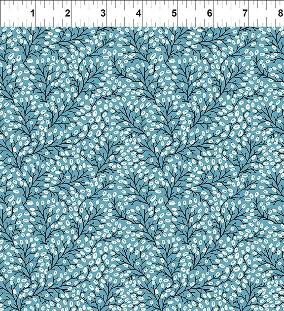 In The Beginning Fabrics Whimsy Sprigs Teal Fabric