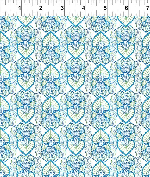 In The Beginning Wonders Of The Ocean Abstract Blue Fabric
