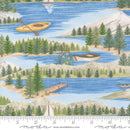 Moda On Lake Time Lake Scene Sky Blue Fabric