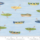 Moda On Lake Time Canoes And Kayaks Sky Blue Fabric