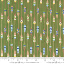 Moda On Lake Time Patterned Paddles Evergreen Fabric