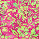 Island Batik Everlasting Floral Spun Pink Green Fabric