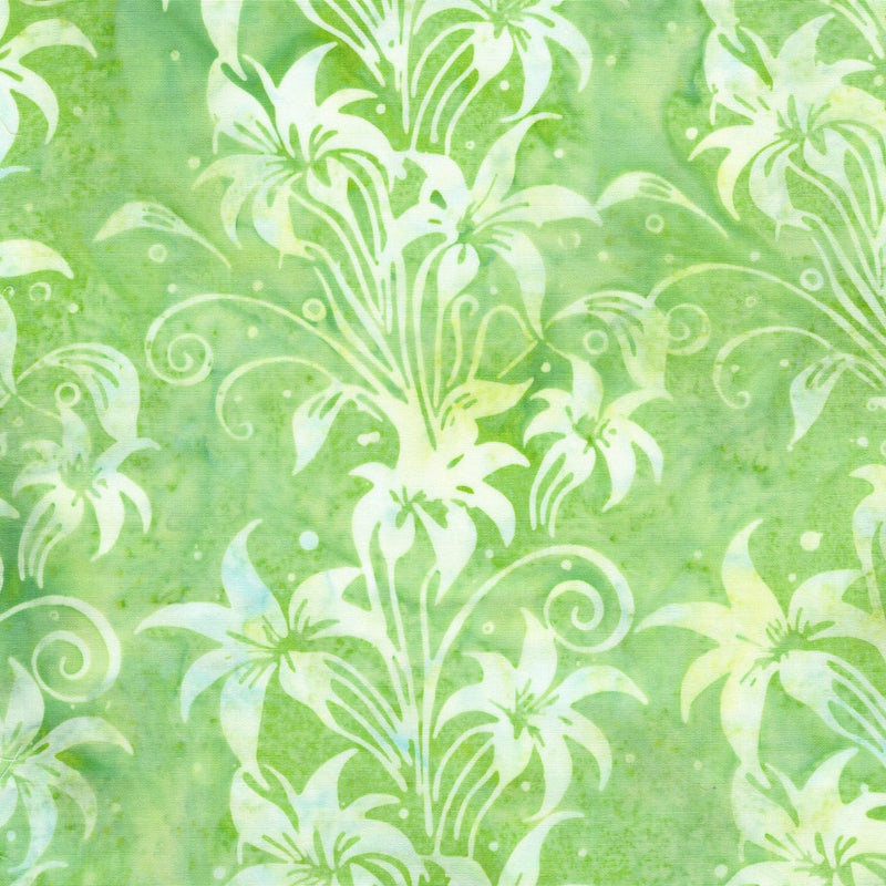 Island Batik Everlasting Lily Florals Green Honeydew Fabric