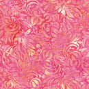 Island Batik Everlasting Square Floral Pink Orange Sunset Fabric