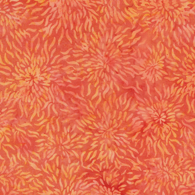 Island Batik Colorburst Starburst Orange Tangerine Fabric