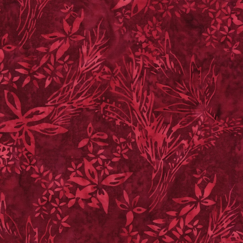 Island Batik Colorburst Wildflowers Red Cherry Fabric