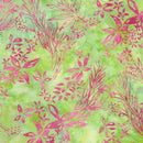 Island Batik Everlasting Wildflowers Pink Green Fabric