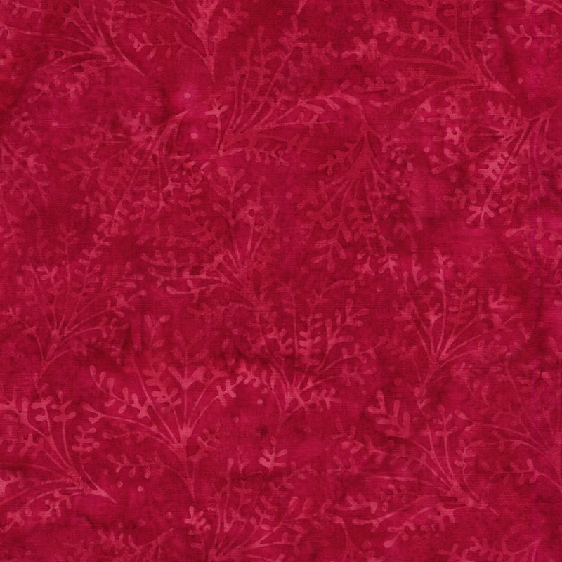 Island Batik Colorburst Sprigs Red Candy Fabric