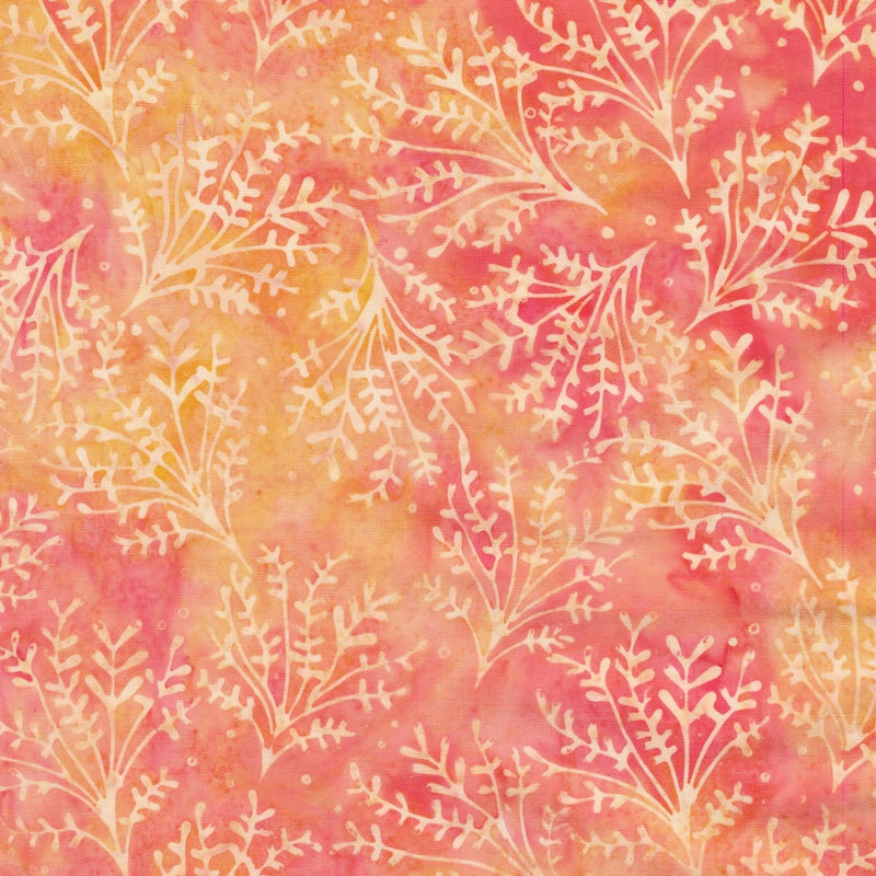 Island Batik Everlasting Sprigs Pink Orange Sunset Fabric
