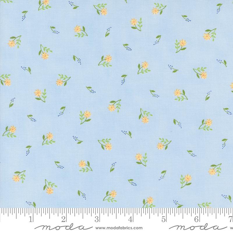 Moda On Lake Time Flowers On Shore Sky Blue Fabric