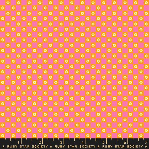 Ruby Star Society Animal Animal Flower Check Orange Fabric