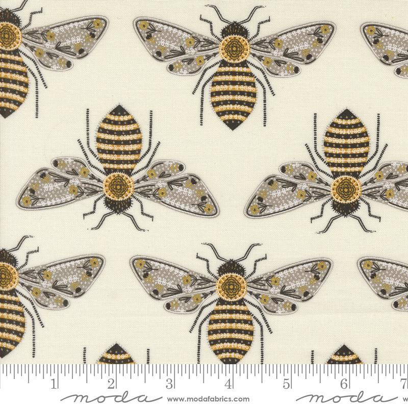 Moda Bee Garden Bumble Bee Metallic Porcelain Fabric