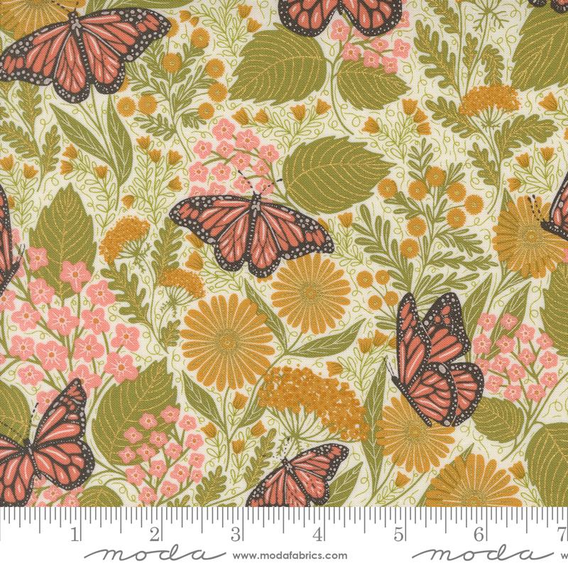 Moda Bee Garden Summer Butterfly Metallic Porcelain Fabric