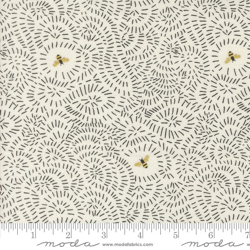 Moda Bee Garden Twists And Turns Metallic Porcelain Fabric