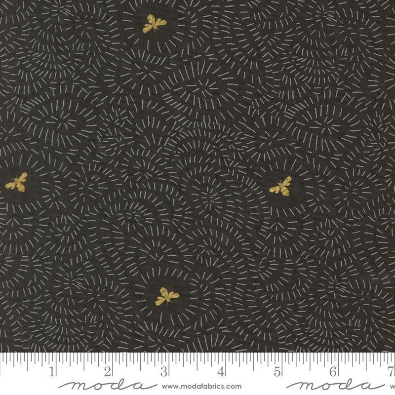 Moda Bee Garden Twists And Turns Metallic Black Fabric