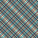 Studio E Fabrics Zooming Chickens Plaid Teal Red Fabric
