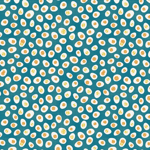 Studio E Fabrics Zooming Chickens Eggs Blue Teal Fabric