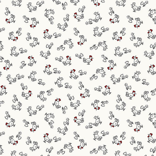 Studio E Fabrics Zooming Chickens Chicken Outlines Off White Fabric