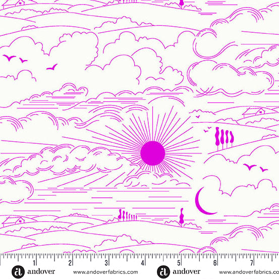 Andover Sun Print Whisper Dwell Magenta Fabric