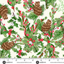 Andover Snowbirds Winter Greenery Dawn Fabric