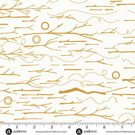 Andover Sun Print Whisper Sticks And Twine Yellow Fabric