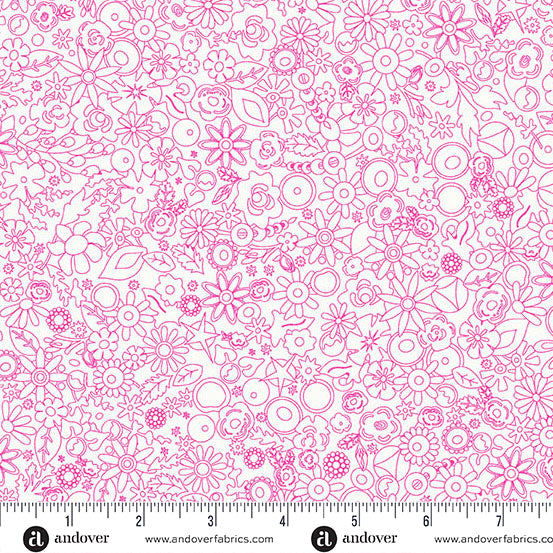Andover Sun Print Whisper Woodland Cosmos Fabric