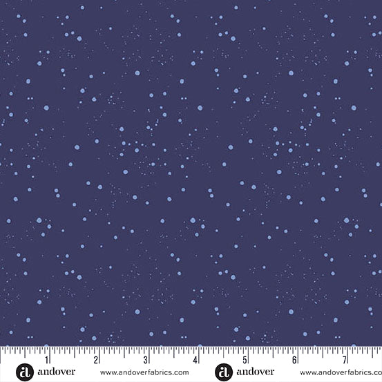 Andover Petals And Stitches Tinted Dots Indigo Fabric