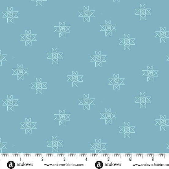 Andover Petals And Stitches Ohio Star Sapphire Fabric