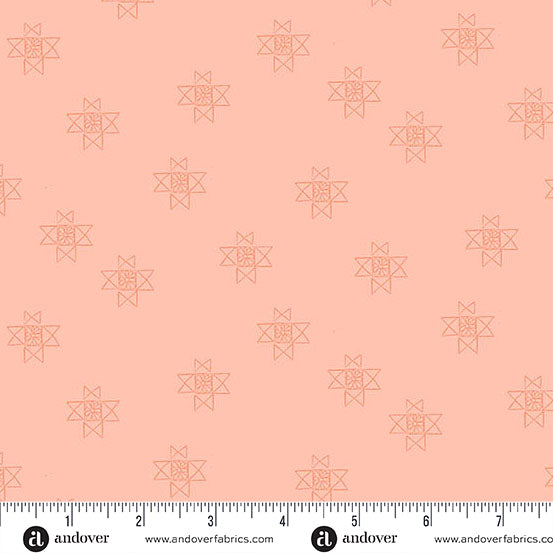 Andover Petals And Stitches Ohio Star Coral Fabric