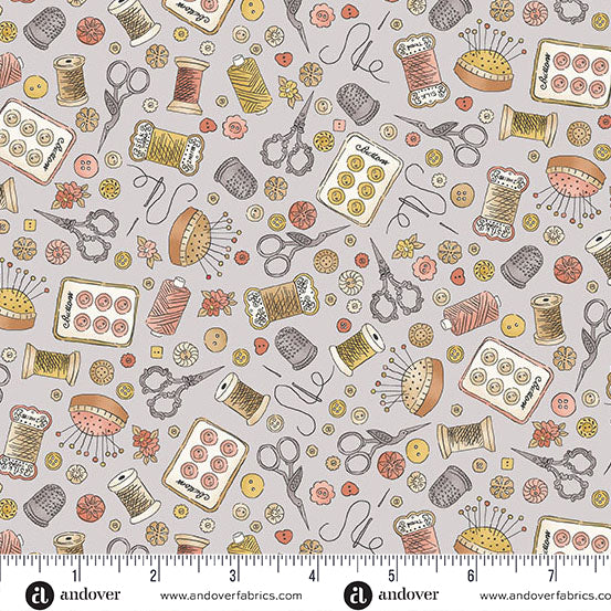 Andover Atelier Notions Grey Fabric