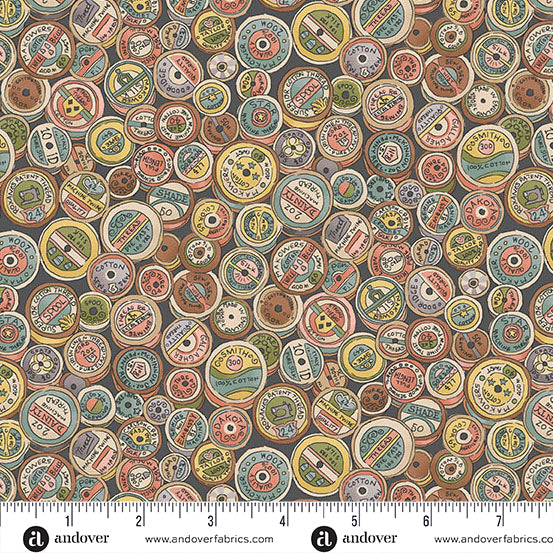 Andover Atelier Spool Grey Fabric