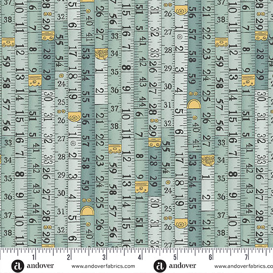 Andover Atelier Measurements Blue Fabric