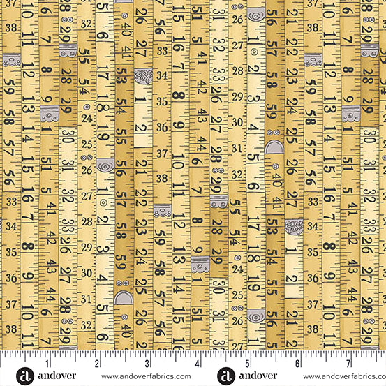 Andover Atelier Measurements Yellow Fabric
