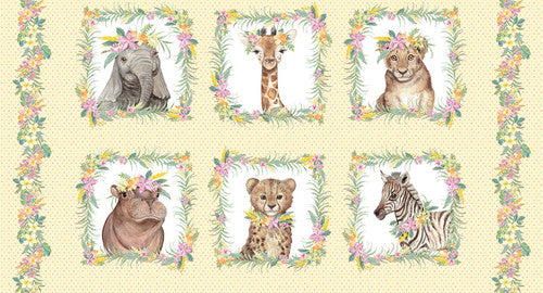 Studio E Fabrics All Big Things Start Small Baby Animals Block Panel