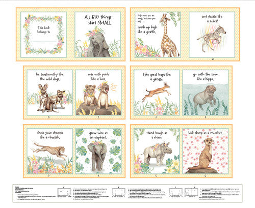 Studio E Fabrics All Big Things Start Small Baby Animals Book Panel