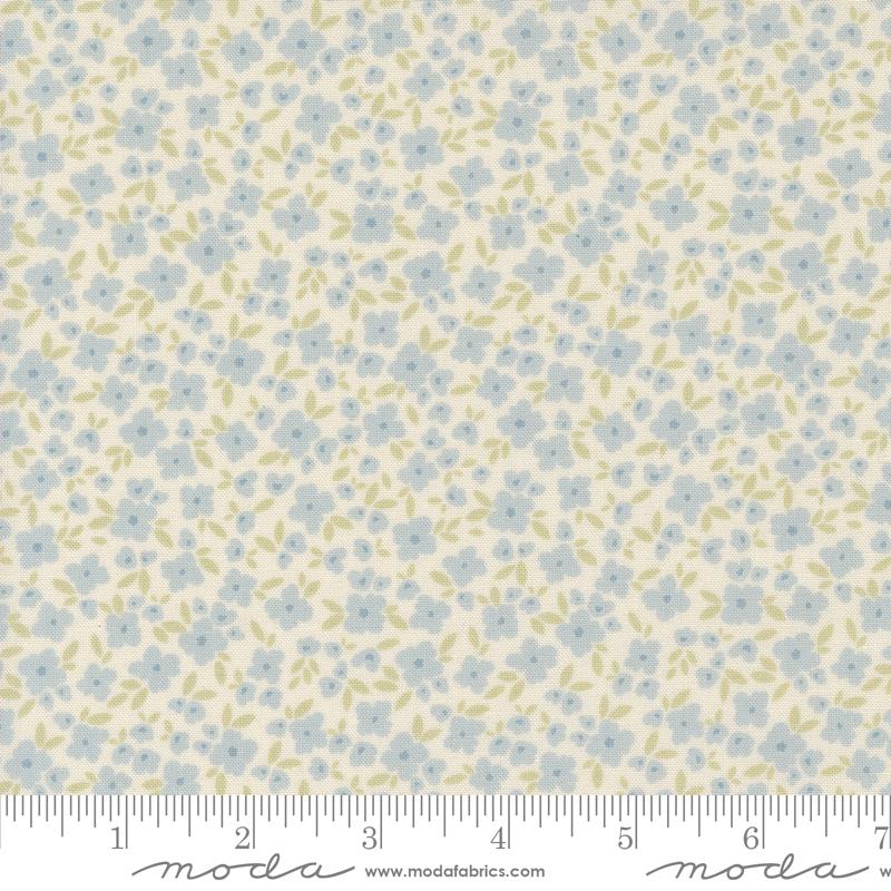 Moda Cottage Charm Flower Basket Light Blue Fabric