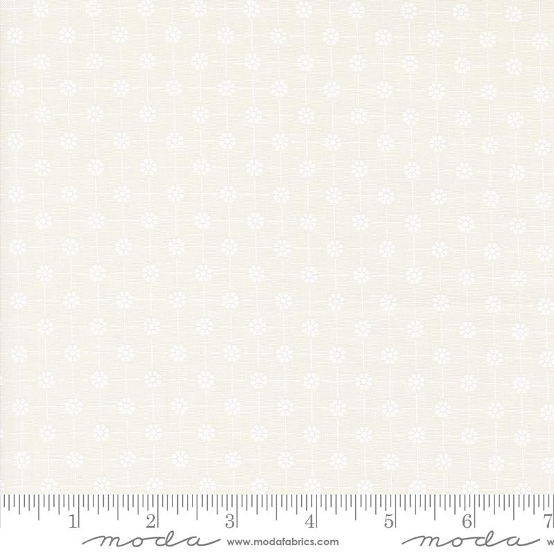 Moda Cottage Charm Pixie Dots Flower Porcelain White Fabric