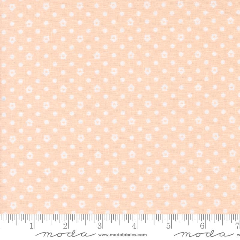 Moda Cottage Charm Dots Houses Whipped Peach Fabric