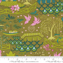 Moda Legendary Love Pagoda Landscape Avocado Fabric