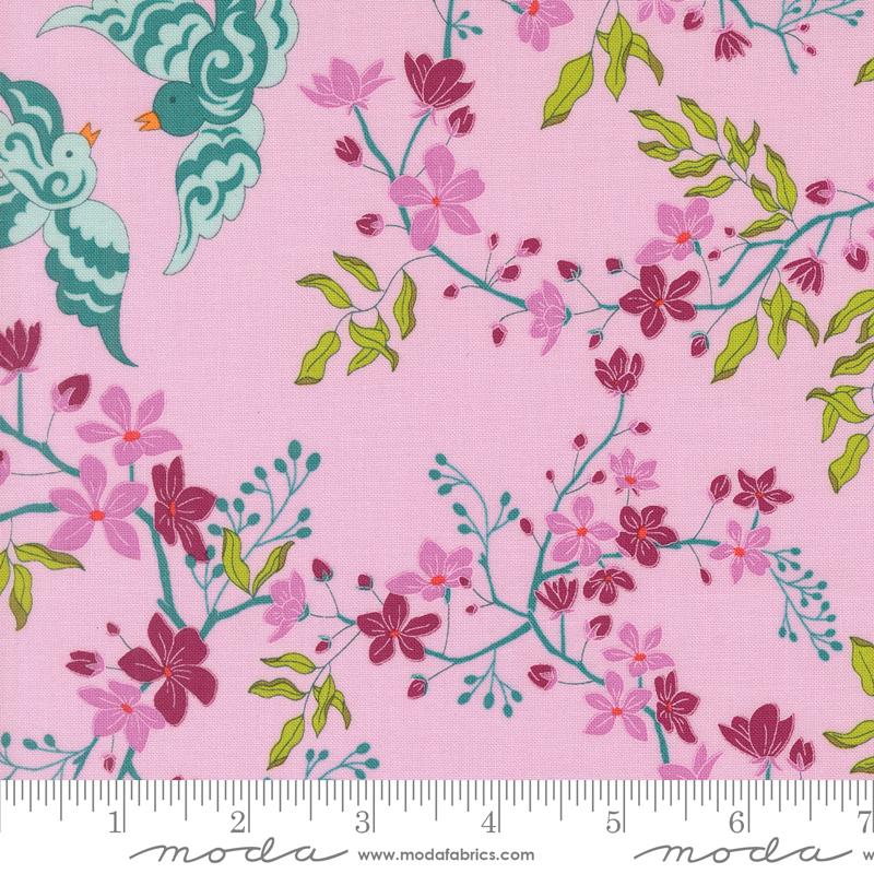 Moda Legendary Love Lovebirds Landscape Lilac Fabric
