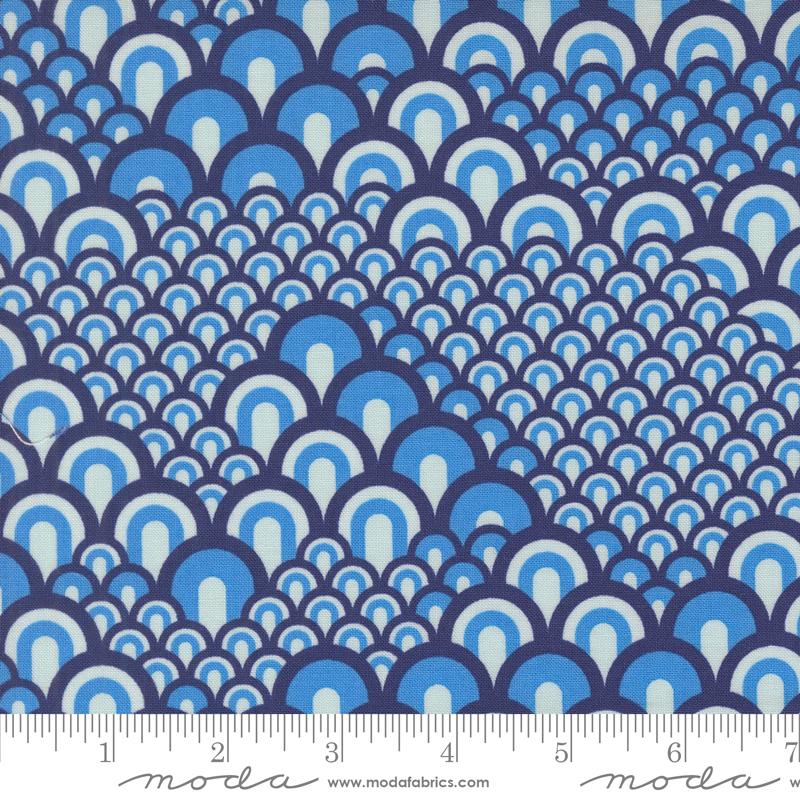 Moda Legendary Love Sea Waves Navy Fabric