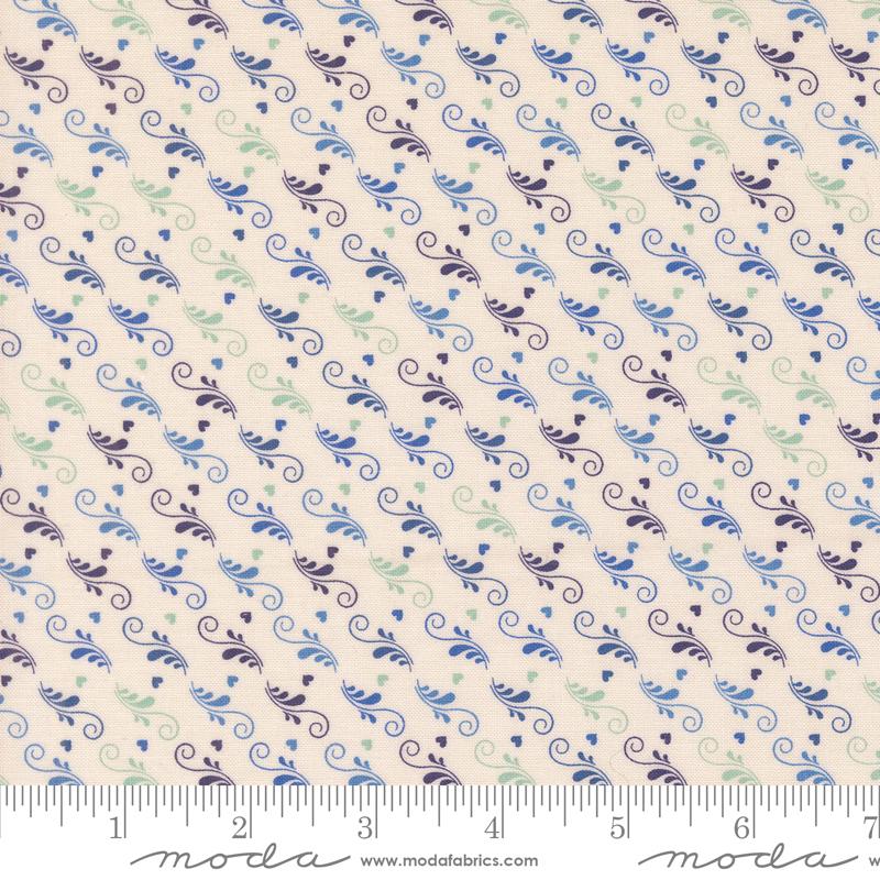 Moda Legendary Love Love Is In The Air Porcelain Navy Fabric