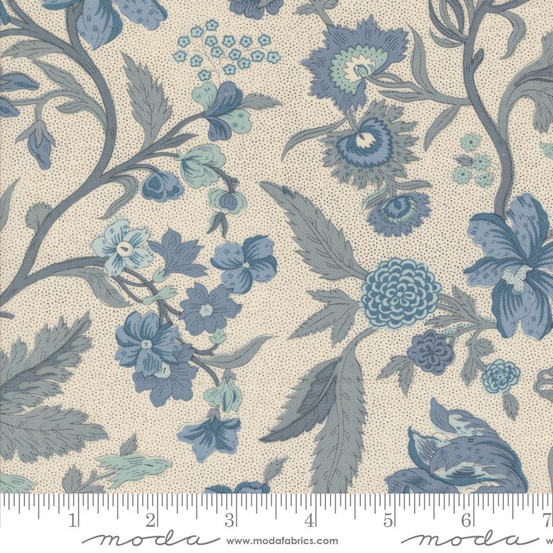 Moda Sacre Bleu Parterre Florals Pearl French Blue Fabric